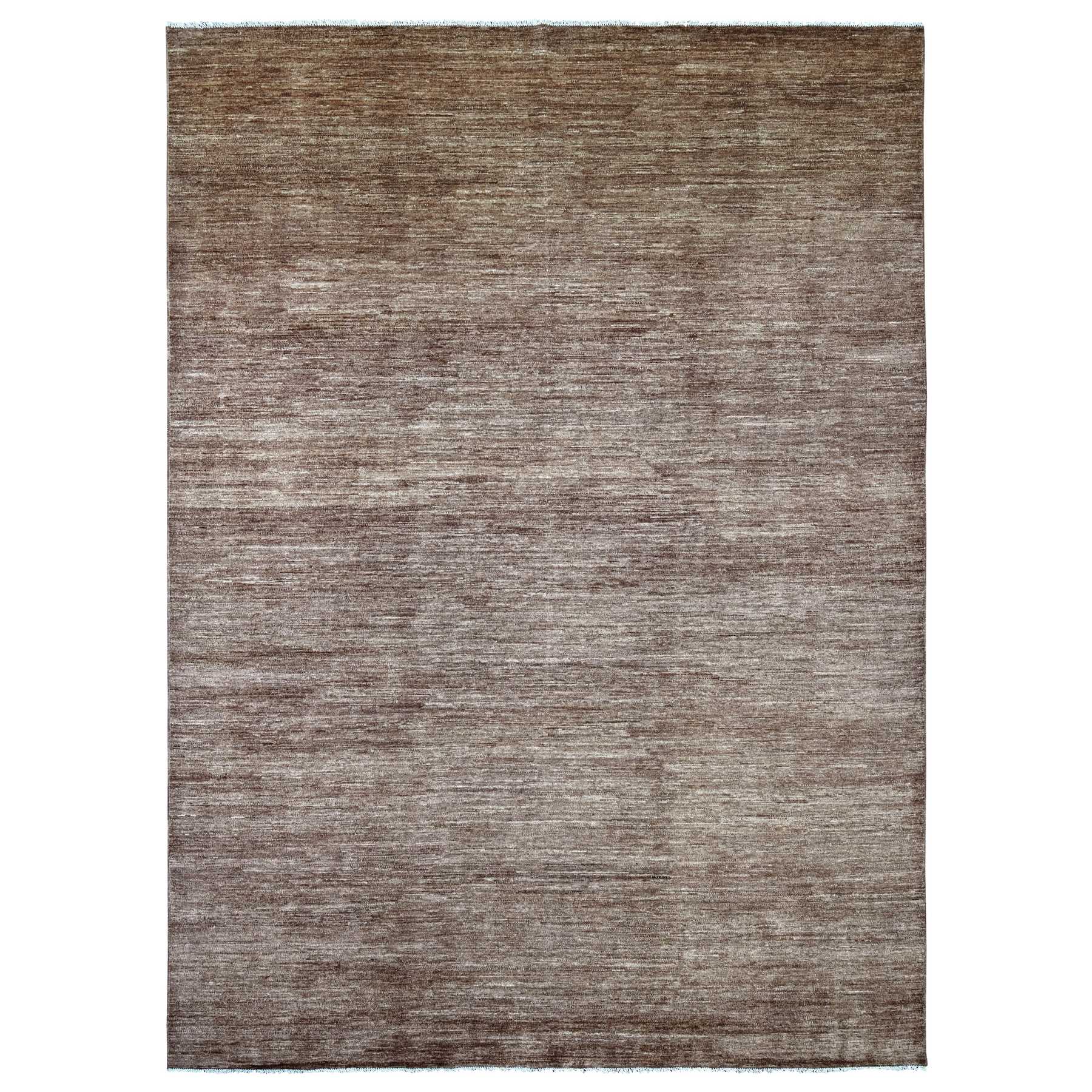 9'8"x13'4" Mocha Brown, Plain Solid Pattern, Hand Knotted, Hand Spun Ghazni Wool, Lush and Plush, Oriental Rug 